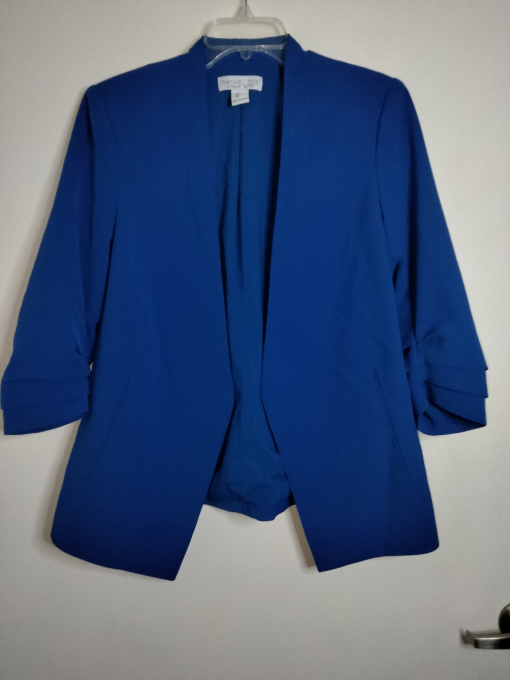 Rachel Zoe -L- Blue Stretch Blend Open-Front 3/4 Tiered Sleeves Blazer Jacket